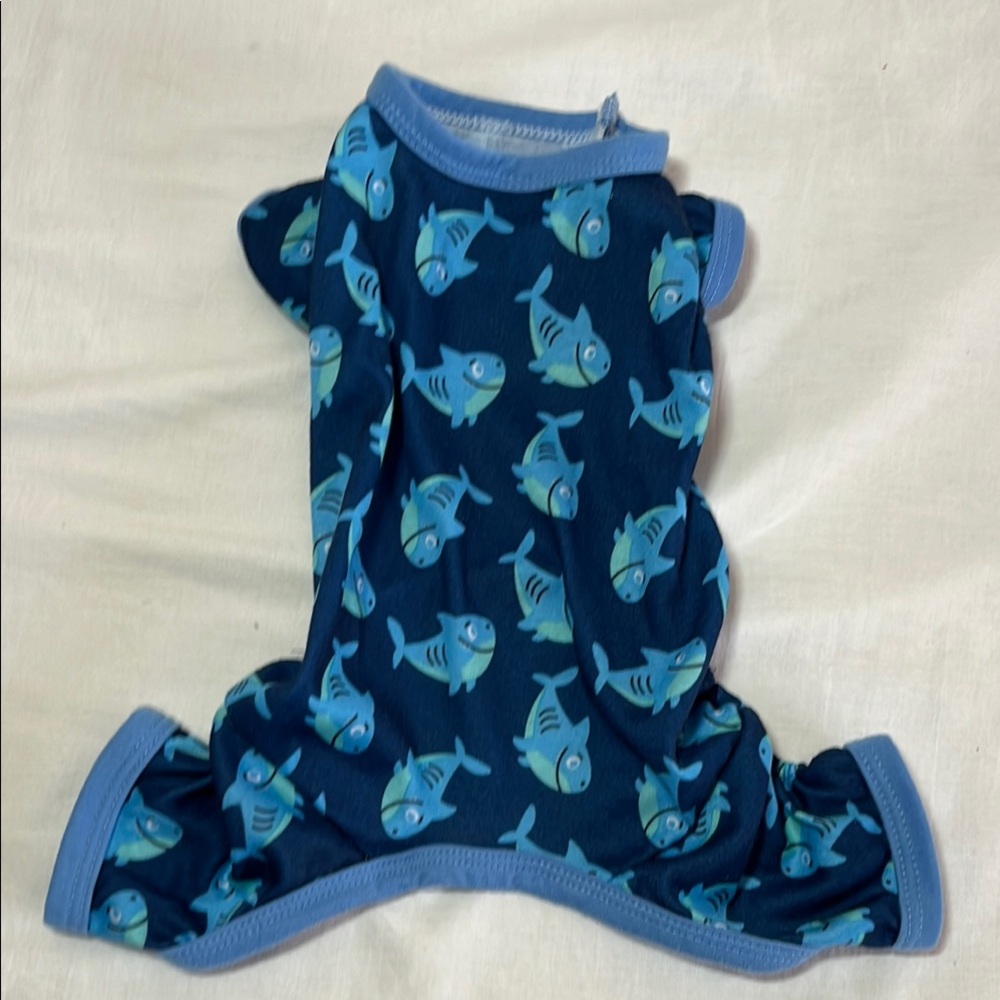 XS Petwear Blue Fish Print outfit